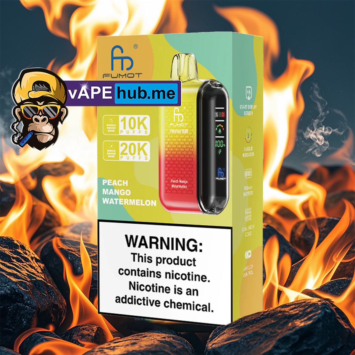 FUMOT Tornado 20000 Peach Mango Watermelon - VapeHub